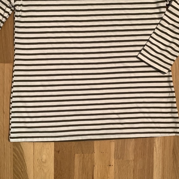 Cha cha vente Green/White Striped Crewneck 3/4 Length Sleeve Blouse Women’s S - Picture 4 of 8
